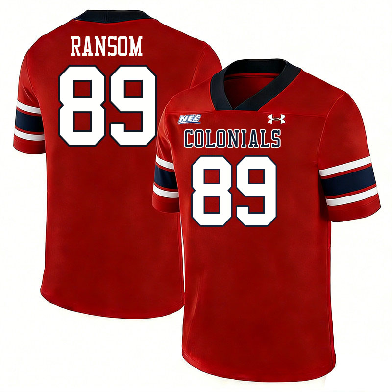 Robert Morris Colonials #89 Richard Ransom College Football Jerseys,Uniforms Stitched-Red